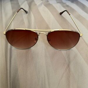 Topshop Gold and Brown Aviator Sunglasses